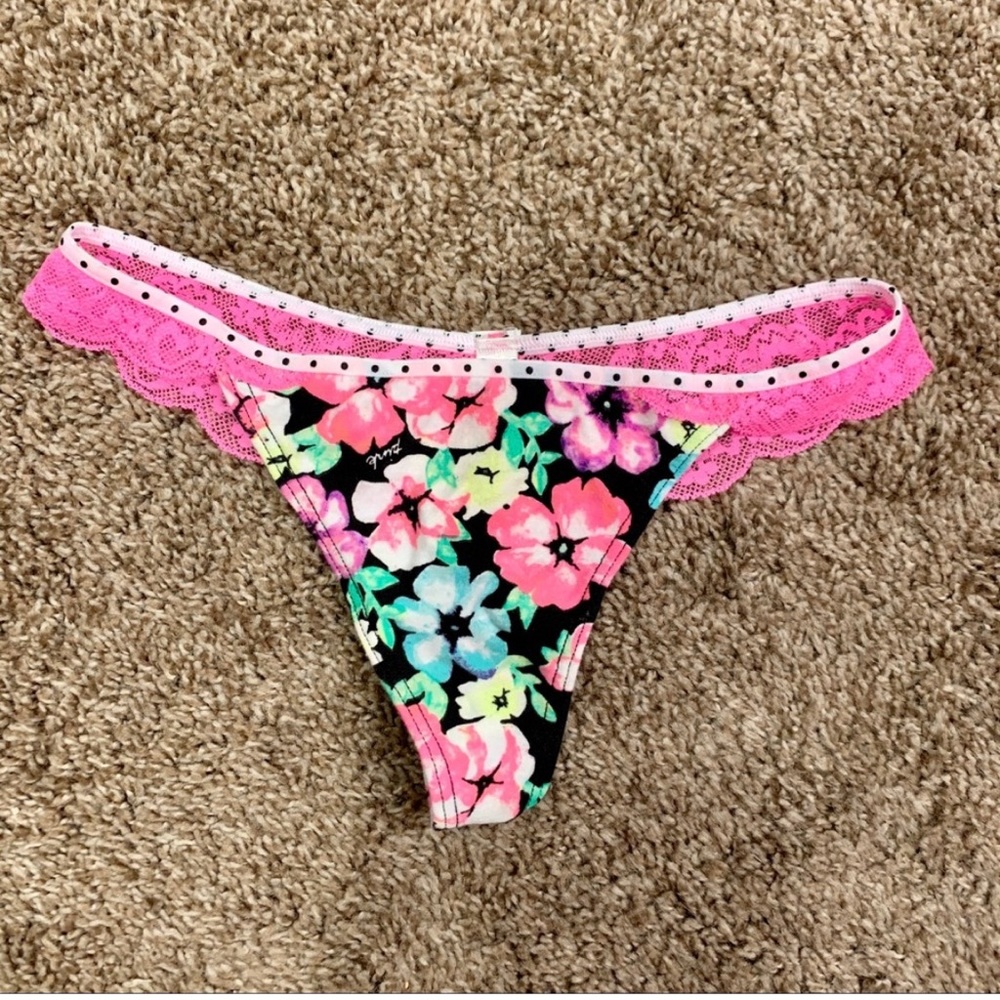 Pink Victoria’s Secret floral color pink thong XS